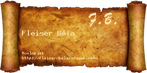 Fleiser Béla névjegykártya